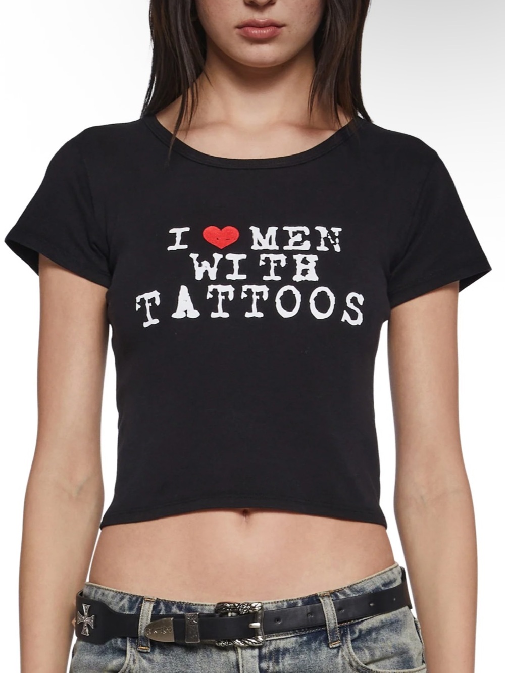 I Heart Men With Tattoos Black Crop Top